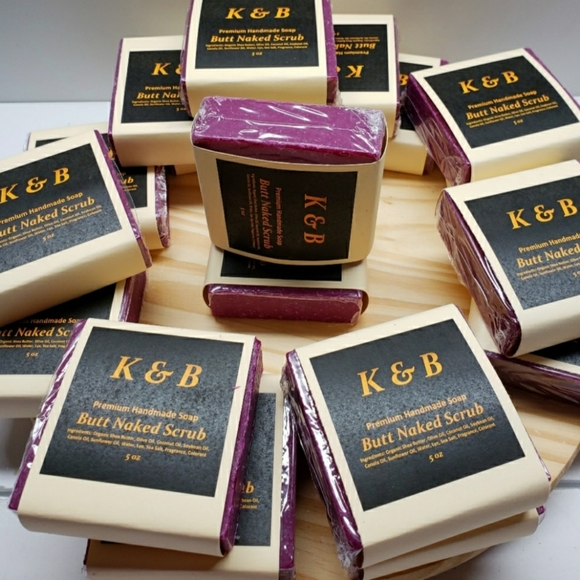 BUTT NAKED SCRUB Premium Handmade Natural Bar Soap, 5 oz (3 pack) - Picture 5 of 6